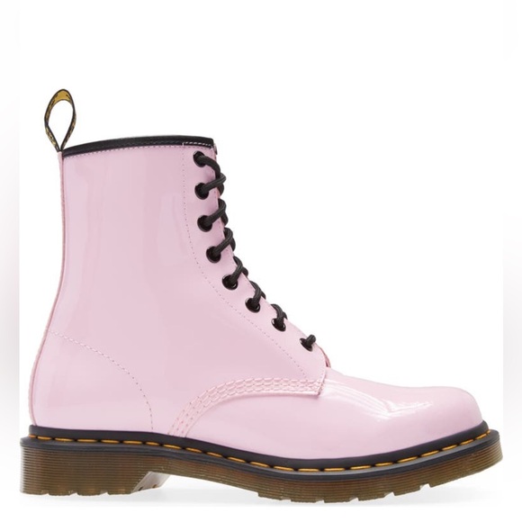 Dr Martens Lace Up Boots 1460 Pale Pink LUCIDO+PATENT LAMPER LEATHER SZ 10 - Picture 4 of 15